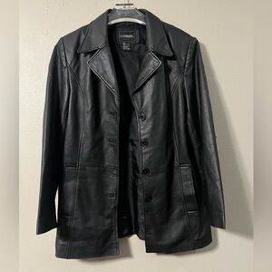 Vintage Leather Jacket S Black Button Up 90s Classic Blazer Style Coat Outbrook